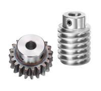 sourcing map #45 Steel Worm Gear Set 20T 1.5 Module 20:1 Reduction Rate, Right Rotation Drive Gear Box Wheel Reduce Transmission Part (Gear-8mm Bore 33 mm OD, Rod 10mm Bore)