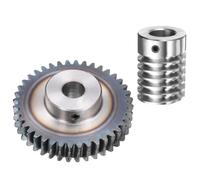 sourcing map #45 Steel Worm Gear Set 40T 1.5 Module 20:1 Reduction Rate, Right Rotation Drive Gear Box Wheel Reduce Transmission Part (Gear-12mm Bore 63 mm OD, Rod 15mm Bore)