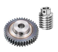 sourcing map #45 Steel Worm Gear Set 40T 1.5 Module 40:1 Reduction Rate, Right Rotation Drive Gear Box Wheel Reduce Transmission Part (Gear-12mm Bore 63 mm OD, Rod 12mm Bore)