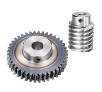 sourcing map #45 Steel Worm Gear Set 40T 1.5 Module 40:1 Reduction Rate Right Rotation Drive Gear Box Wheel Reduce Transmission Part (Gear-12mm Bore 63 mm OD, Rod 8mm Bore)