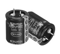sourcing map 450V 220uF Snap in Electrolytic Capacitor, 2 Pcs 2 Pin Audio Amplifier Aluminum Electrolytic Capacitor for Filter Audio Smart Home Appliances Electronic Component(Black,31x25mm)