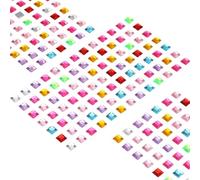 sourcing map 455 Pcs Multicolor Festival Glamorous Rhinestone Stickers for Crafts, 5 Sheet Self-Adhesive Gems Bling Square, Crystal Crafts Jewelry Stickers for Party Table Decorations