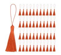 sourcing map 45Pcs Mini Silky Bookmark Tassels, Handmade Soft Floss Craft Tassels with Loop, Small Tassel for Jewelry Making, Keychain, Souvenir, Graduation, Clothing Sewing, Orange