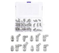 sourcing map 45pcs Nickel-Plated Steel Straight and Angled Grease Fitting 1/4"-28 5/16"-24 3/8"-24 1/8"-28 Thread Straight 90 Degree 45 Degree Hydraulic Grease Nipple Accessories