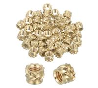 sourcing map 46 Pcs Threaded Inserts, M2.5 Brass Heat Set Insert for 3D Printing and Plastic Material Female Knurled Insert Nuts for Laptops Electronic Products, M2.5x4x3mm