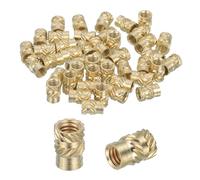 sourcing map 46 Pcs Threaded Inserts, M2.5 Brass Heat Set Insert for 3D Printing and Plastic Material Female Knurled Insert Nuts for Laptops Electronic Products, M2.5x3.5x5mm