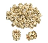 sourcing map 46 Pcs Threaded Inserts, M2.5 Brass Heat Set Insert for 3D Printing and Plastic Material Female Knurled Insert Nuts for Laptops Electronic Products, M2.5x4x4mm