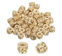 sourcing map 46 Pcs Threaded Inserts, M2 Brass Heat Set Insert for 3D Printing and Plastic Material Female Knurled Insert Nuts for Laptops Electronic Products, M2x4x3mm