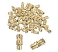 sourcing map 46 Pcs Threaded Inserts, M2 Brass Heat Set Insert for 3D Printing and Plastic Material Female Knurled Insert Nuts for Laptops Electronic Products, M2x3.5x8mm