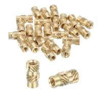 sourcing map 46 Pcs Threaded Inserts, M4 Brass Heat Set Insert for 3D Printing and Plastic Material Female Knurled Insert Nuts for Laptops Electronic Products, M4x6x12mm