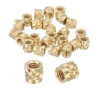 sourcing map 46 Pcs Threaded Inserts, M4 Brass Heat Set Insert for 3D Printing and Plastic Material Female Knurled Insert Nuts for Laptops Electronic Products, M4x6x5.5mm