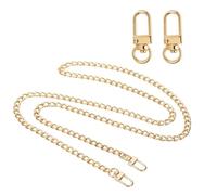 sourcing map 47.2" Flat Purse Chain Strap, Gold Shoulder Straps Chains Metal Handbag Replacement Belt with 2 Pcs Metal Lobster Swivel Trigger Clips Style1 for Cross Body Wallet Bag