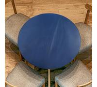 sourcing map 48-inch Round Fitted Tablecloth with Elastic Edge, Round PVC Table Cloth Waterproof Stretchable Vinyl Tables Cover Fit 35"-43" Diameter for Picnic Camping Outdoor, Dark Blue