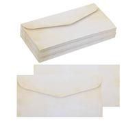 sourcing map 48 Packs Envelopes Vintage Stationery Aged Paper Textured White Stationery Old Fashion Paper for Letter Writing, Invitations, Wedding-9 x 4 Inch