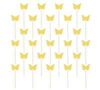 sourcing map 48 Pcs Butterfly Cupcake Toppers, Glitter Cupcake Picks with Glue Points, Cake Decorations for Wedding Birthday Theme Party Supplies, Golden