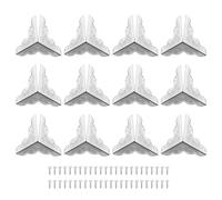 sourcing map 48 Pcs Metal Box Corner Protectors 1"x1" Corner Protectors Decorative with Mounting Screws for Storage Box Cabinets Wooden Chest, Silver Tone