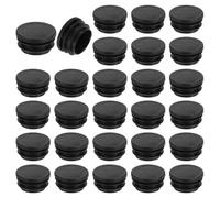 sourcing map 48 Pcs Round Plastic Plug, Black Tubing End Cap Plugs, 32mm(1.26 Inch) Furniture Leg Pipe Insert, Glide Protection for Chair, Sofa, Table, Shelf