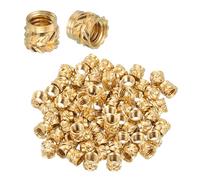 sourcing map 48 Pcs Threaded Inserts, M2.5 x 3mm L x 4mm OD Pure Brass Metric Knurled Nuts Female Threaded Heat Set Inserts Embedment Nut for 3D Printing Components and Plastic Materials