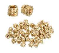 sourcing map 48 Pcs Threaded Inserts, M4 x 4mm L x 6mm OD Pure Brass Metric Knurled Nuts Female Threaded Heat Set Inserts Embedment Nut for 3D Printing Components and Plastic Materials