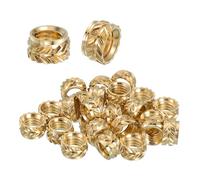 sourcing map 48 Pcs Threaded Inserts, M5 x 4mm L x 7mm OD Pure Brass Metric Knurled Nuts Female Threaded Heat Set Inserts Embedment Nut for 3D Printing Components and Plastic Materials