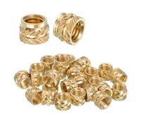 sourcing map 48 Pcs Threaded Inserts, M5 x 5mm L x 7mm OD Pure Brass Metric Knurled Nuts Female Threaded Heat Set Inserts Embedment Nut for 3D Printing Components and Plastic Materials