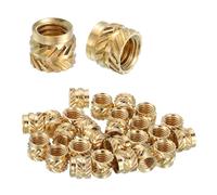 sourcing map 48 Pcs Threaded Inserts, M5 x 6mm L x 7mm OD Pure Brass Metric Knurled Nuts Female Threaded Heat Set Inserts Embedment Nut for 3D Printing Components and Plastic Materials