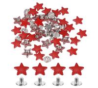 sourcing map 48 Set Metal Star Rivets Studs, 12mm Star Garment Leather Rivet Screws Five-Pointed Nailhead Punk Stud and Spikes with Screw for Leather Craft DIY Clothing Belt Bag Shoes, Red