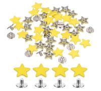 sourcing map 48 Set Metal Star Rivets Studs, 12mm Star Garment Leather Rivet Screws Five-Pointed Nailhead Punk Stud and Spikes with Screw for Leather Craft DIY Clothing Belt Bag Shoes, Yellow