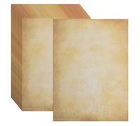 sourcing map 48 Sheets Vintage Cotton Paper Printer Edge Paper Thick 120 GSM, Classic Aged Map for Letter Writing, Invitations, Wedding-8 x 11 Inch,Brown Yellow Marks