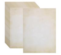 sourcing map 48 Sheets Vintage Cotton Paper Printer Edge Paper Thick 120 GSM, Classic Aged Map for Letter Writing, Invitations, Wedding-8 x 11 Inch,White Brown Gradient