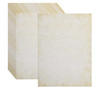 sourcing map 48 Sheets Vintage Cotton Paper Printer Edge Paper Thick 120 GSM, Classic Aged Map for Letter Writing, Invitations, Wedding-8 x 11 Inch,Light Yellow