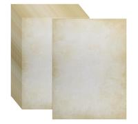 sourcing map 48 Sheets Vintage Cotton Paper Printer Edge Paper Thick 120 GSM, Classic Aged Map for Letter Writing, Invitations, Wedding-8 x 11 Inch,Textured White