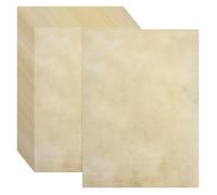 sourcing map 48 Sheets Vintage Cotton Paper Printer Edge Paper Thick 120 GSM, Classic Aged Map for Letter Writing, Invitations, Wedding-8 x 11 Inch,Earthy Yellow