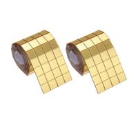 sourcing map 480 Pcs Mirror Mosaic Tiles 10 x 10 mm Square Acrylic Self-Adhesive Disco Ball Mirror Tiles Sticker for DIY Craft Decoration Art Collage Card Making, Gold