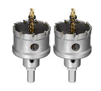 sourcing map 48mm Carbide Hole Cutter, Hole Saws for Stainless Steel Sheet Metal, Non-Slip Triangular Shank Limit Step, with Titanium Coated Center Drill, 2pcs