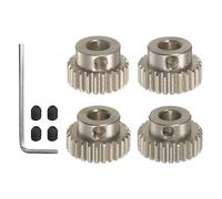 sourcing map 48P 7075 Aluminum Pinion Motor Gear Set 4pcs 24T 25T 26T 27T Fit 5mm RC Motor Shaft 48 Pitch Gears for RC Car, with Hex Key