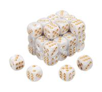 sourcing map 48Pcs 6 Sided Colored Standard Dice, 16mm Acrylic D6 Mini Polyhedral Pearl Pattern Game Dice Set for Table Games, White/Gold Point