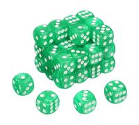sourcing map 48Pcs 6 Sided Colored Standard Dice, 16mm Acrylic D6 Mini Polyhedral Pearl Pattern Game Dice Set for Table Games, Light Green/White Point