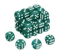 sourcing map 48Pcs 6 Sided Colored Standard Dice, 16mm Acrylic D6 Mini Polyhedral Pearl Pattern Game Dice Set for Table Games, Dark Green/White Point