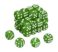 sourcing map 48Pcs 6 Sided Colored Standard Dice, 16mm Acrylic D6 Mini Polyhedral Pearl Pattern Game Dice Set for Table Games, Green/White Point