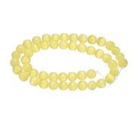 sourcing map 48pcs Honey Yellow Cat's Eye Stone Beads 8mm Round Smooth Gemstone Crystal Loose Bead for Jewelry Making Bracelets Necklace Earrings DIY