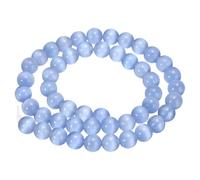 sourcing map 48pcs Light Blue Cat's Eye Stone Beads 8mm Round Smooth Gemstone Crystal Loose Bead for Jewelry Making Bracelets Necklace Earrings DIY