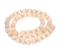 sourcing map 48pcs Light Champagne Cat's Eye Stone Beads 8mm Round Smooth Gemstone Crystal Loose Bead for Jewelry Making Bracelets Necklace Earrings DIY
