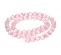 sourcing map 48pcs Light Pink Cat's Eye Stone Beads 8mm Round Smooth Gemstone Crystal Loose Bead for Jewelry Making Bracelets Necklace Earrings DIY