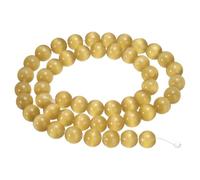 sourcing map 48pcs Light Yellow Cat's Eye Stone Beads 8mm Round Smooth Gemstone Crystal Loose Bead for Jewelry Making Bracelets Necklace Earrings DIY