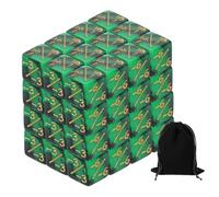 sourcing map 48Pcs Magic Dice Counters, Acrylic D6 Life Token Dice Set with Pouch for Standard Cards Gaming Accessories, Green & Black