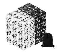 sourcing map 48Pcs Magic Dice Counters, Acrylic D6 Life Token Dice Set with Pouch for Standard Cards Gaming Accessories, White, Black