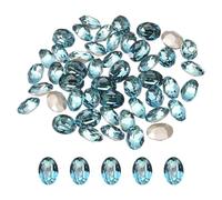 sourcing map 48Pcs Oval Pointed Back Rhinestone, 6 x 8mm Oval Faceted Glass Rhinestone Gems Pointed Back Faceted Glass Beads for Nail DIY Jewelry Making Crafts Shoes Crystal, Dark Green