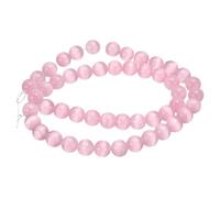 sourcing map 48pcs Pink Cat's Eye Stone Beads 8mm Round Smooth Gemstone Crystal Loose Bead for Jewelry Making Bracelets Necklace Earrings DIY