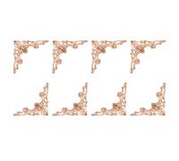 sourcing map 48Pcs Vintage Flat Corner Bracket, 1.6" x 1.6" Metal Desk Book Corner Protectors Hollow Decorative Edge Cover for Furniture Jewelry Box Gifts Box, Rose Gold